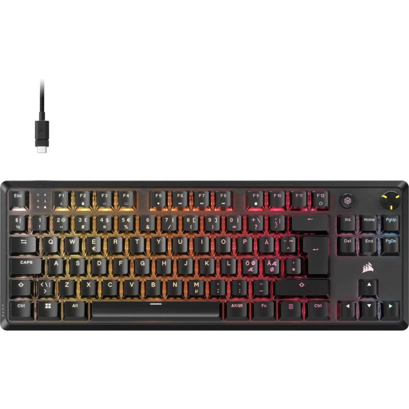 Corsair K70 CORE TKL RGB näppäimistö Pelaaminen USB QWERTY Pohjoismainen Musta