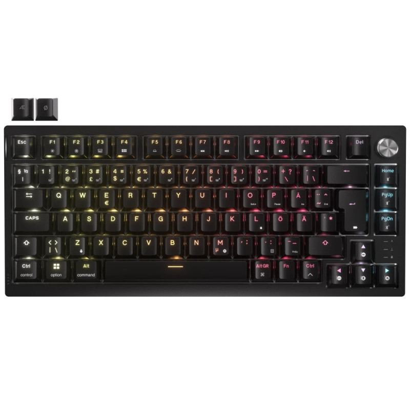 Corsair K65 PLUS näppäimistö Pelaaminen USB + RF Wireless + Bluetooth QWERTY Pohjoismainen Musta