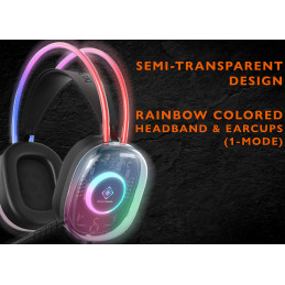 Deltaco Gaming DH230 Semi-transparent Gaming Headset, RGB powered Headband