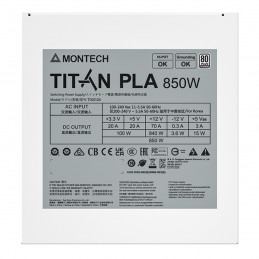 Montech TITAN PLA 850W virtalähdeyksikkö 20+4 pin ATX ATX Valkoinen