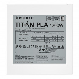 Montech TITAN PLA 1200W virtalähdeyksikkö 20+4 pin ATX ATX Valkoinen