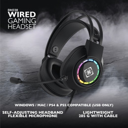 Deltaco Gaming DH220 USB Stereo Gaming Headset, RGB, Black