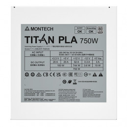 Montech TITAN PLA 750W virtalähdeyksikkö 20+4 pin ATX ATX Valkoinen