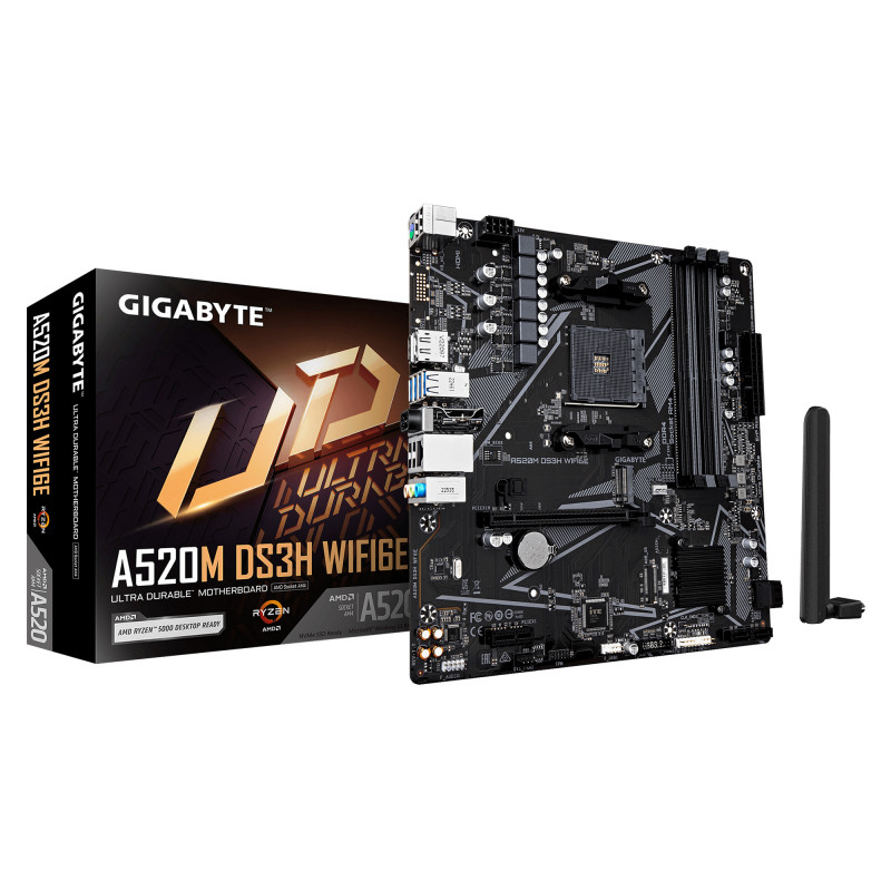 GIGABYTE A520M DS3H WIFI6E AMD A520 Kanta AM4 mikro ATX