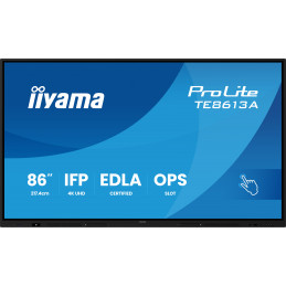 iiyama TE8613A-B2AG infonäyttö Kioskimalli 2,17 m (85.6") Wi-Fi 500 cd m² 4K Ultra HD Musta Kosketusnäyttö Sisäänrakennettu