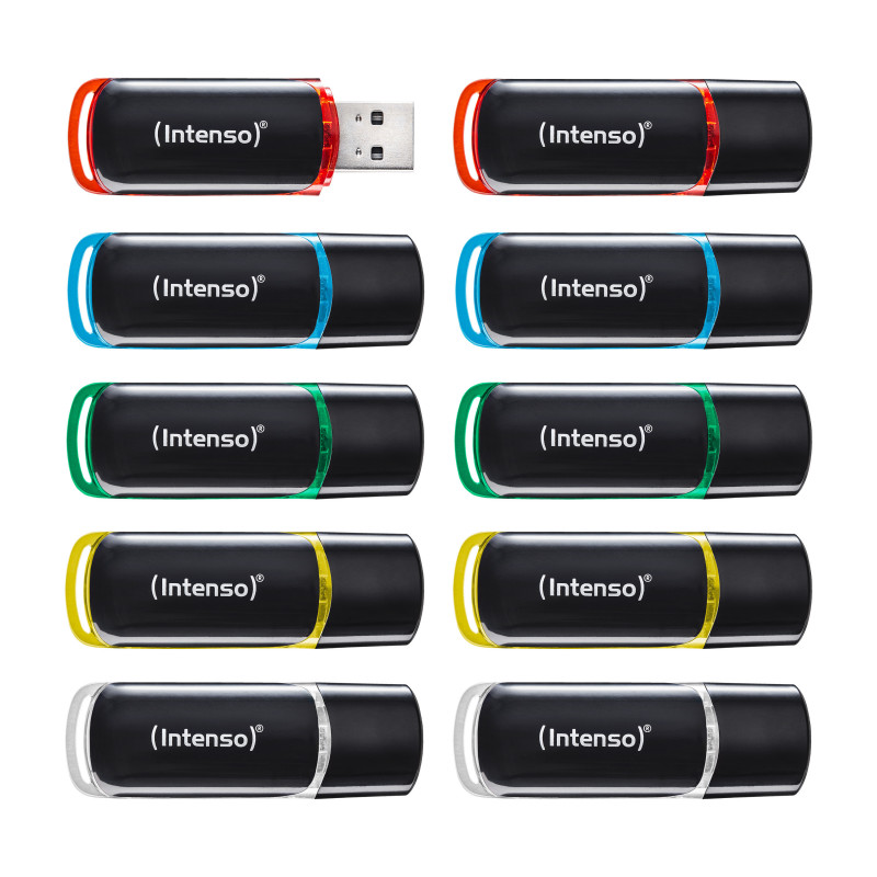 Intenso 3511551 USB-muisti 4 GB USB A-tyyppi 2.0 Musta, Punainen, Vihreä, Läpinäkyvä, Keltainen, Sininen