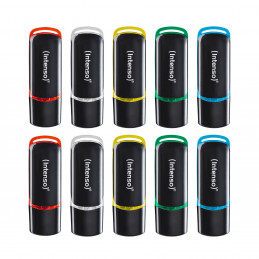 Intenso 3511551 USB-muisti 4 GB USB A-tyyppi 2.0 Musta, Punainen, Vihreä, Läpinäkyvä, Keltainen, Sininen