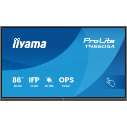 iiyama TN8605A-B1AG infonäyttö Interaktiivinen litteä paneeli 2,17 m (85.6") 500 cd m² 4K Ultra HD Musta Kosketusnäyttö
