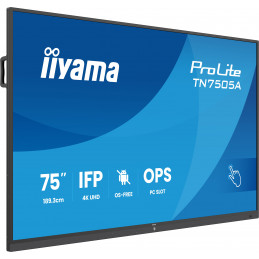 iiyama TN7505A-B1AG infonäyttö Interaktiivinen litteä paneeli 189,3 cm (74.5") 500 cd m² 4K Ultra HD Musta Kosketusnäyttö