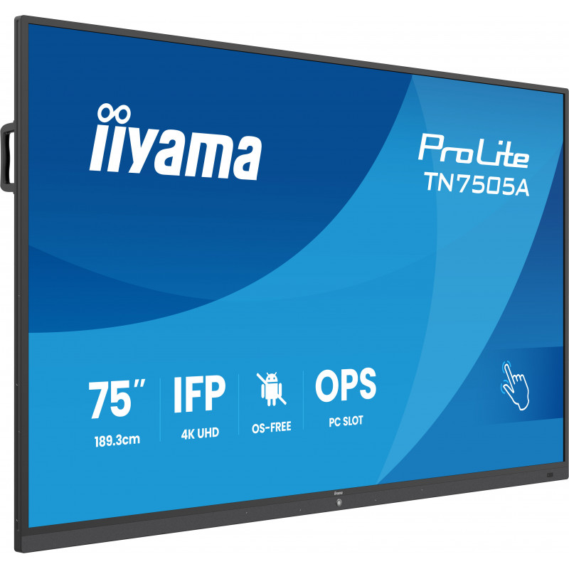iiyama TN7505A-B1AG infonäyttö Interaktiivinen litteä paneeli 189,3 cm (74.5") 500 cd m² 4K Ultra HD Musta Kosketusnäyttö