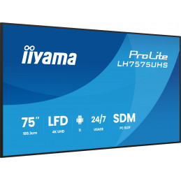 iiyama LH7575UHS-B2AG infonäyttö Digitaalinen litteä infotaulu 190,5 cm (75") LCD Wi-Fi 500 cd m² 4K Ultra HD Musta
