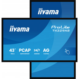 iiyama T4329AS-B1AG tietokoneen litteä näyttö 108 cm (42.5") 3840 x 2160 pikseliä 4K Ultra HD LED Kosketusnäyttö Musta