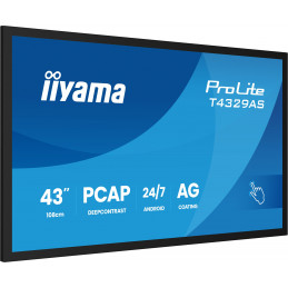 iiyama T4329AS-B1AG tietokoneen litteä näyttö 108 cm (42.5") 3840 x 2160 pikseliä 4K Ultra HD LED Kosketusnäyttö Musta