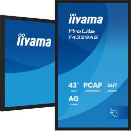 iiyama T4329AS-B1AG tietokoneen litteä näyttö 108 cm (42.5") 3840 x 2160 pikseliä 4K Ultra HD LED Kosketusnäyttö Musta