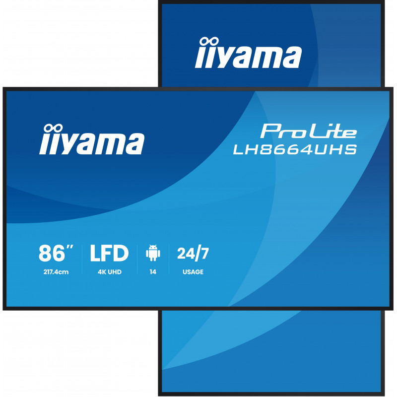 iiyama LH8664UHS-B3AG infonäyttö Digitaalinen litteä infotaulu 2,17 m (85.6") Wi-Fi 500 cd m² 4K Ultra HD Musta