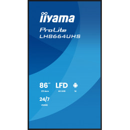 iiyama LH8664UHS-B3AG infonäyttö Digitaalinen litteä infotaulu 2,17 m (85.6") Wi-Fi 500 cd m² 4K Ultra HD Musta