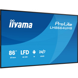 iiyama LH8664UHS-B3AG infonäyttö Digitaalinen litteä infotaulu 2,17 m (85.6") Wi-Fi 500 cd m² 4K Ultra HD Musta