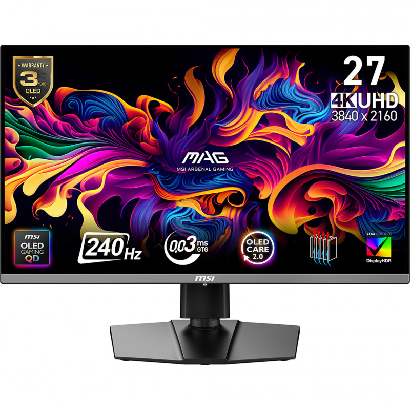 MSI MAG 272UP QD-OLED X24 tietokoneen litteä näyttö 67,3 cm (26.5") 3840 x 2160 pikseliä 4K Ultra HD Musta