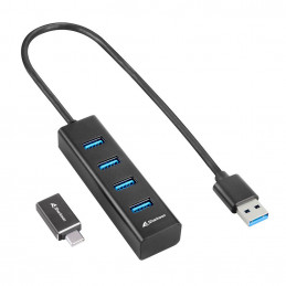 Sharkoon 4044951037582 keskitin USB 3.2 Gen 1 (3.1 Gen 1) Type-C 5000 Mbit s Musta