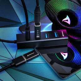 Sharkoon 4044951037582 keskitin USB 3.2 Gen 1 (3.1 Gen 1) Type-C 5000 Mbit s Musta