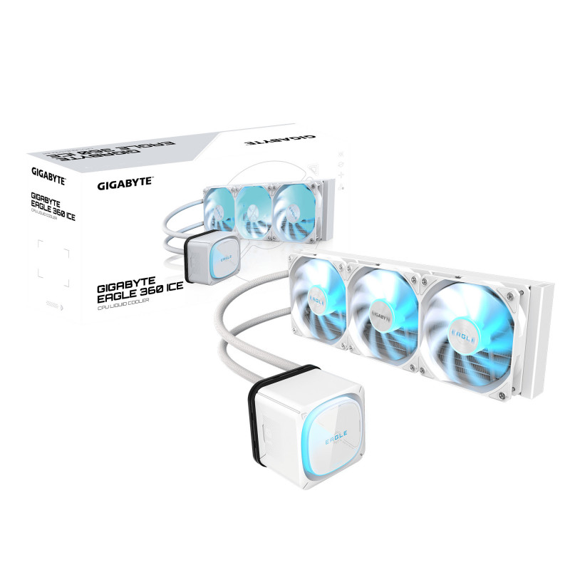 GIGABYTE EAGLE 360 ICE Suoritin All-in-one-nesteenjäähdytin 12 cm Valkoinen 4 kpl