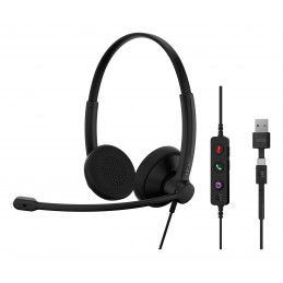 EPOS 1001421 kuulokkeet ja kuulokemikrofoni Langallinen Pääpanta Toimisto puhelukeskus USB Type-C   USB Type-A Musta