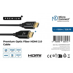 Microconnect HDM1919100V2.0OP HDMI-kaapeli 100 m HDMI-tyyppi A (vakio) Musta