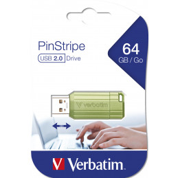 Verbatim Store n Go Pinstripe USB 2.0 Eucalyptus Green 64GB - USB-Stick - 64 GB USB-muisti USB A-tyyppi Sininen