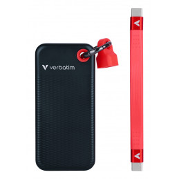 Verbatim Pocket SSD 256 GB USB Type-C 3.2 Gen 2 (3.1 Gen 2) Musta, Punainen