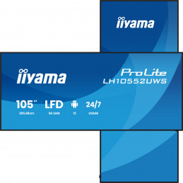 iiyama LH10552UWS-B1AG infonäyttö Kioskimalli 2,66 m (104.6") LCD Wi-Fi 500 cd m² UltraWide 5K HD Musta Sisäänrakennettu