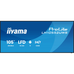 iiyama LH10552UWS-B1AG infonäyttö Kioskimalli 2,66 m (104.6") LCD Wi-Fi 500 cd m² UltraWide 5K HD Musta Sisäänrakennettu