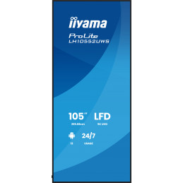 iiyama LH10552UWS-B1AG infonäyttö Kioskimalli 2,66 m (104.6") LCD Wi-Fi 500 cd m² UltraWide 5K HD Musta Sisäänrakennettu