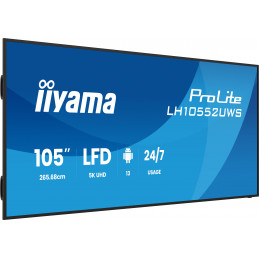 iiyama LH10552UWS-B1AG infonäyttö Kioskimalli 2,66 m (104.6") LCD Wi-Fi 500 cd m² UltraWide 5K HD Musta Sisäänrakennettu