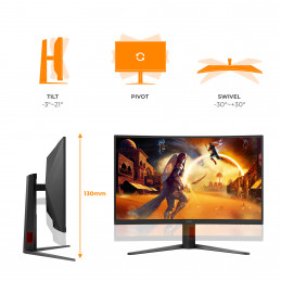 AOC G4 C32G4Z tietokoneen litteä näyttö 80 cm (31.5") 1920 x 1080 pikseliä Full HD LCD Musta, Punainen