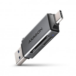 Axagon CRE-DAC USB-C+ USB-A 5 Gbps MINI card reader 2-slot & lun SD microSD kortinlukija USB 3.0 Type-A Type-C Harmaa
