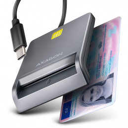 Axagon CRE-SM3TC älykortin lukijalaite Sisätila USB USB Type-C Harmaa