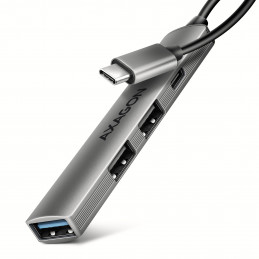 Axagon HUB USB HUE-STC, 4x USB ALU STRIP hub, 1x USB-A 5Gbps, 2x USB-A & 1x USB-C 480Mbps, kabel USB-C 12cm USB 3.2 Gen 1 (3.1