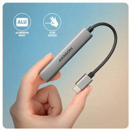 Axagon HUB USB HUE-STC, 4x USB ALU STRIP hub, 1x USB-A 5Gbps, 2x USB-A & 1x USB-C 480Mbps, kabel USB-C 12cm USB 3.2 Gen 1 (3.1