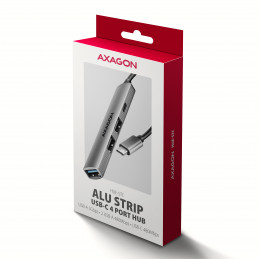 Axagon HUB USB HUE-STC, 4x USB ALU STRIP hub, 1x USB-A 5Gbps, 2x USB-A & 1x USB-C 480Mbps, kabel USB-C 12cm USB 3.2 Gen 1 (3.1