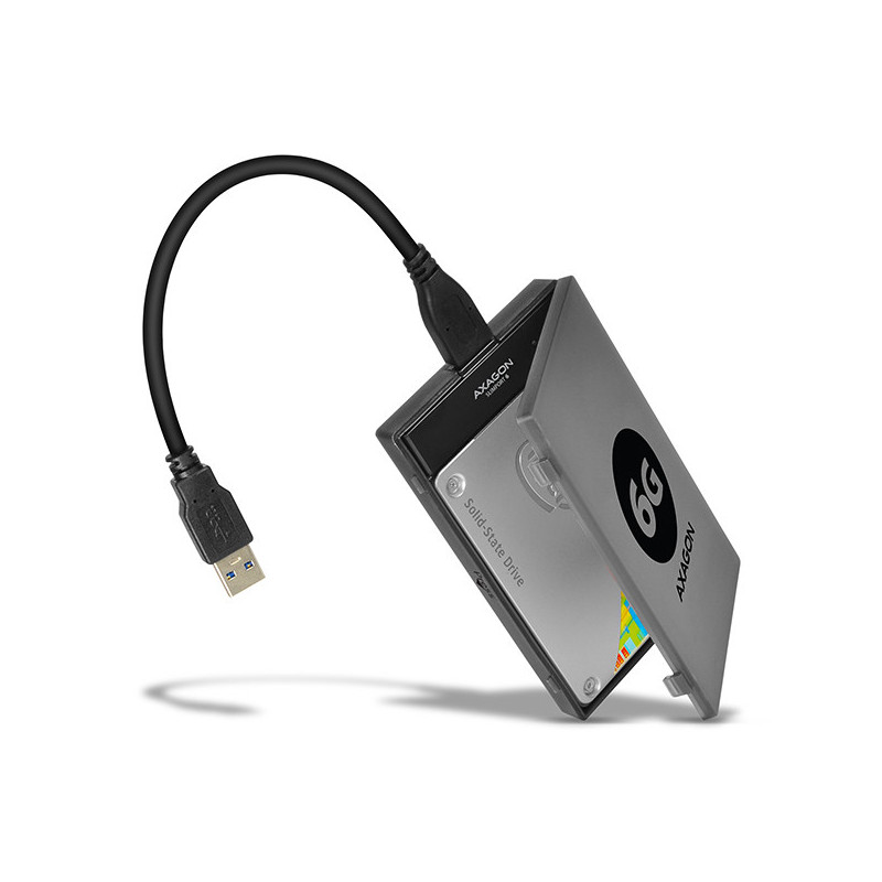 Axagon ADSA-1S6 tallennusaseman kotelo HDD- SSD-kotelo Musta 2.5"