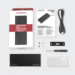 Axagon EEM2-GTR tallennusaseman kotelo SSD-kotelo Musta M.2