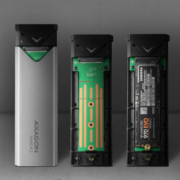Axagon EEM2-UG2 tallennusaseman kotelo SSD-kotelo Musta, Harmaa M.2