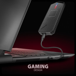 Axagon EEM2-GAM, USB-C 10Gbps - NVMe & SATA SSD GAME M.2 box, bezšroubkový SSD-kotelo Musta