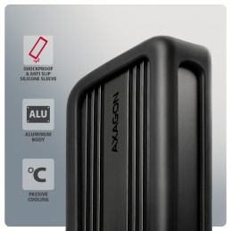 Axagon EEM2-40G tallennusaseman kotelo SSD-kotelo Musta M.2