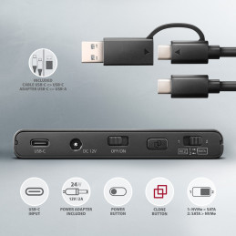 Axagon ADSA-CC USB-C 10Gbps - NVMe M.2 SSD & SATA 2.5 3.5 SSD HDD CLONE MASTER 2 - Digital Daten - NVMe USB 3.2 Gen 2 (3.1 Gen