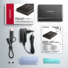 Axagon ADSA-CC USB-C 10Gbps - NVMe M.2 SSD & SATA 2.5 3.5 SSD HDD CLONE MASTER 2 - Digital Daten - NVMe USB 3.2 Gen 2 (3.1 Gen