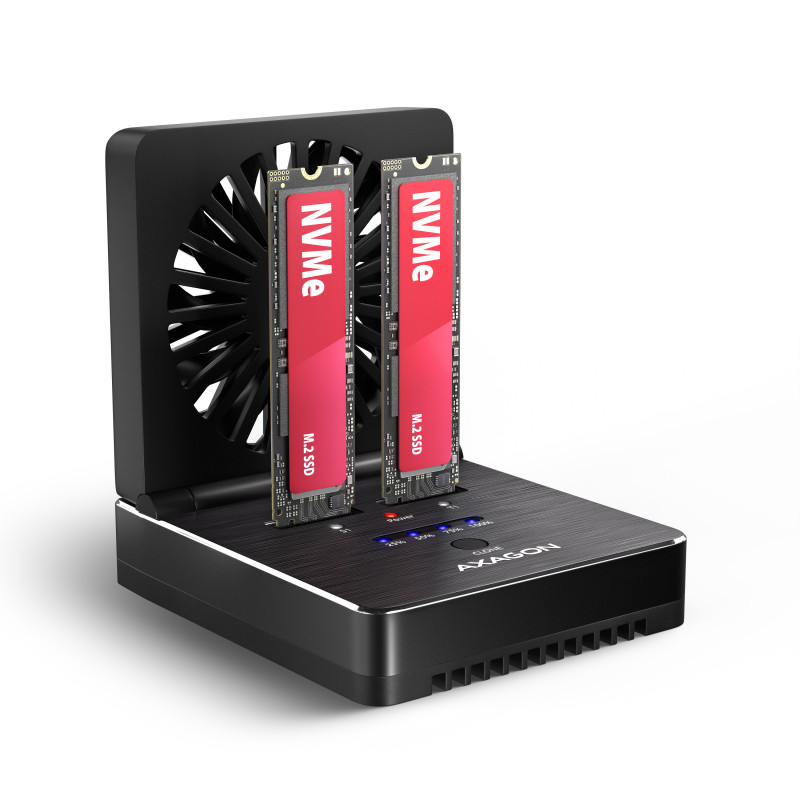 Axagon ADSA-M2C22 tallennusaseman telakointiasema USB 3.2 Gen 2x2 Type-C Musta