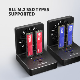 Axagon ADSA-M2C22 tallennusaseman telakointiasema USB 3.2 Gen 2x2 Type-C Musta