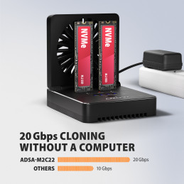 Axagon ADSA-M2C22 tallennusaseman telakointiasema USB 3.2 Gen 2x2 Type-C Musta