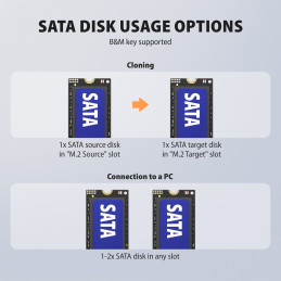 Axagon ADSA-M2C22 tallennusaseman telakointiasema USB 3.2 Gen 2x2 Type-C Musta